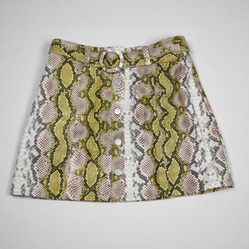 Colorful reptile leather button down skirt - Picture 1 of 2